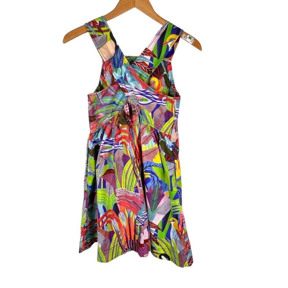 ORANE SIGEL X ANTHROPOLOGIE Women's Bright Tropical Cross Back Sleeveless Dress - Picture 6 of 6